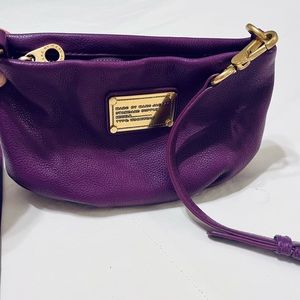 Marc by Marc Jacobs Workwear Purple Textured Leather Crossbody Bag GUC